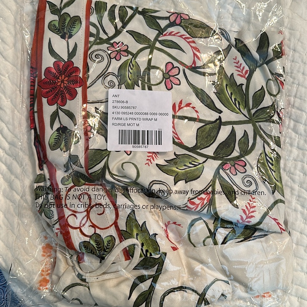 NWT Farm Rio Long-Sleeve Printed Wrap Mini Dress Ted Motif Size M - Picture 5 of 6